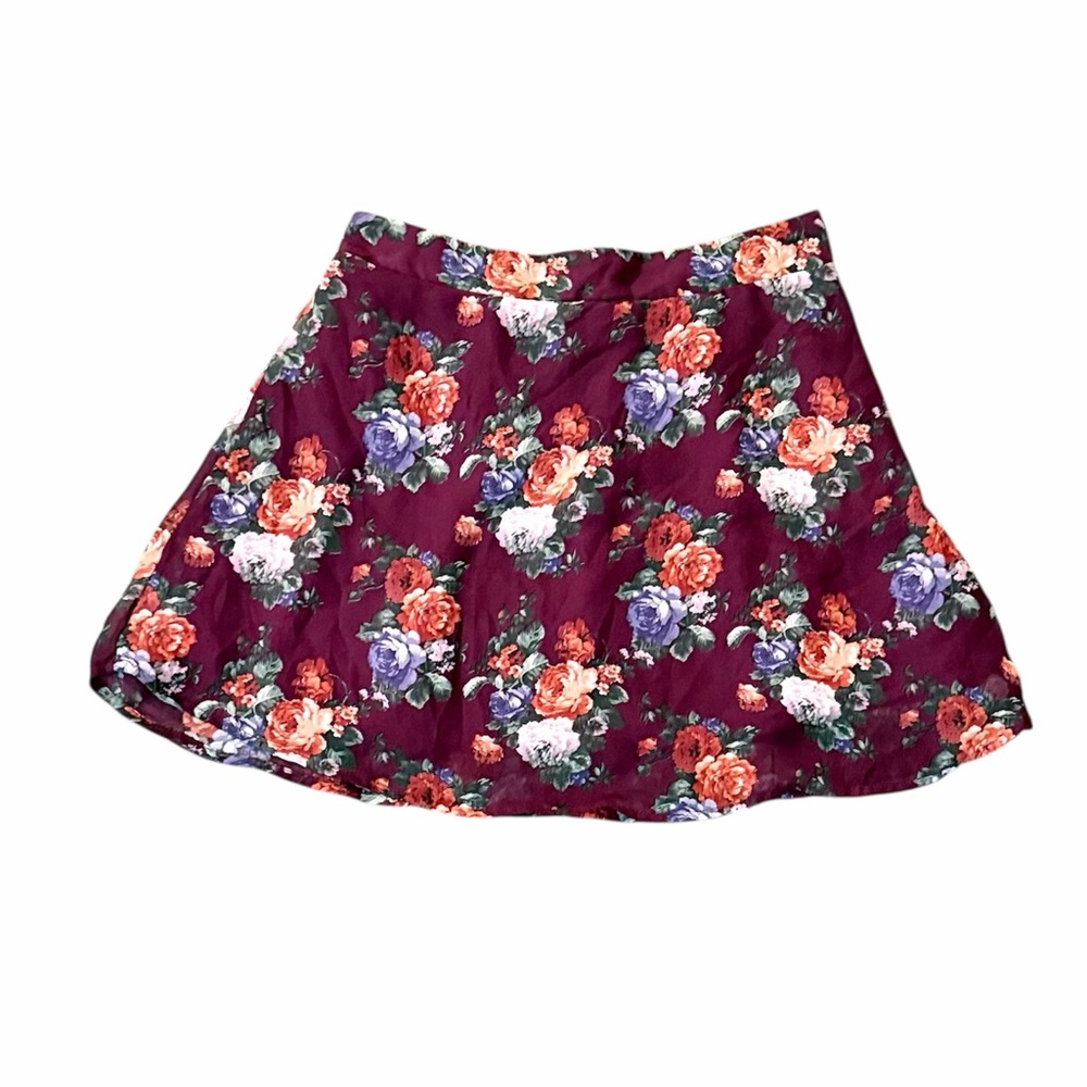 Tobi Floral A-Line Skirt - Purple and Orange